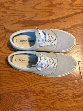 TOMS Light Blue Canvas Lace-Up Sneakers